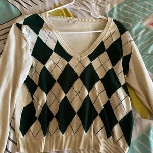 Brandy Melville Argyle Cropped Long Sleeve